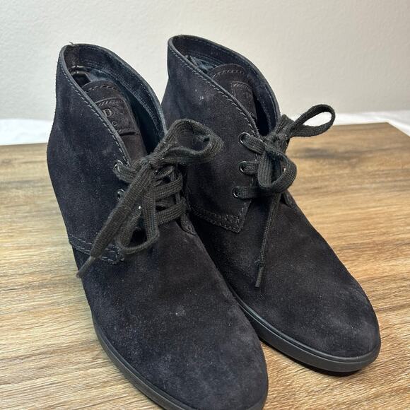 PRADA Rossa Desert Wedge Black Suede 
SIZE 38 Lace-up Booties - Picture 3 of 10